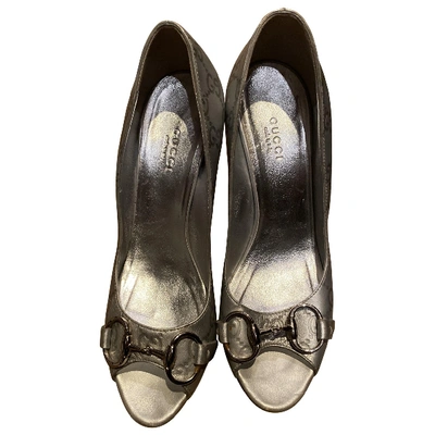 Pre-owned Gucci Leather Heels In Silver