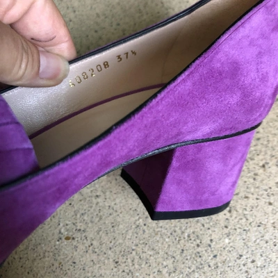 Pre-owned Gucci Marmont Purple Suede Heels