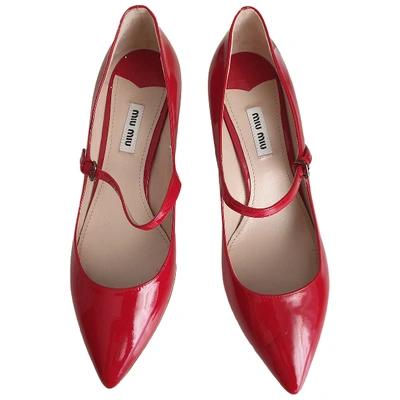 Pre-owned Miu Miu Patent Leather Heels In Red