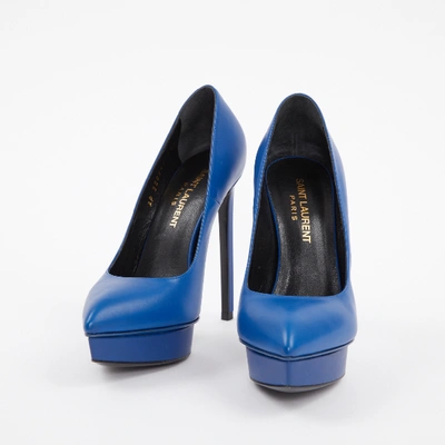 Pre-owned Saint Laurent Janis Blue Leather Heels