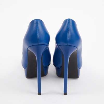 Pre-owned Saint Laurent Janis Blue Leather Heels