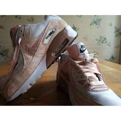 Pre-owned Nike Air Max 90 Leather Trainers In Beige