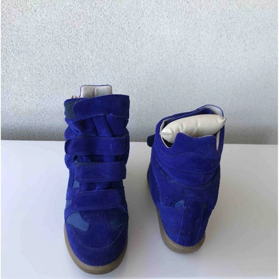 Pre-owned Isabel Marant Bayley Blue Suede Trainers