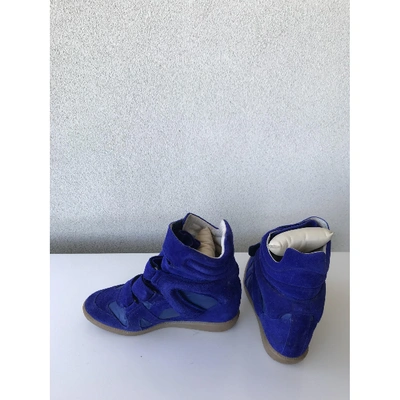 Pre-owned Isabel Marant Bayley Blue Suede Trainers
