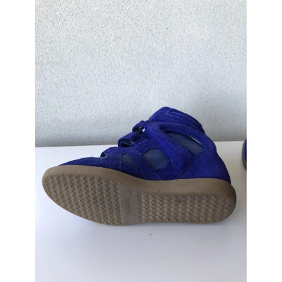 Pre-owned Isabel Marant Bayley Blue Suede Trainers