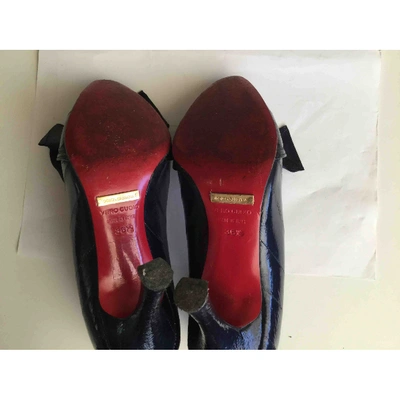 Pre-owned Dolce & Gabbana Blue Eel Heels