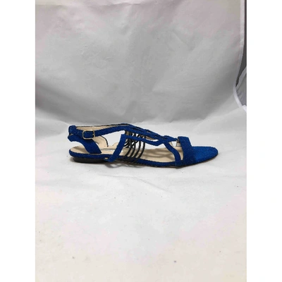 Pre-owned Burak Uyan Leather Sandal In Blue