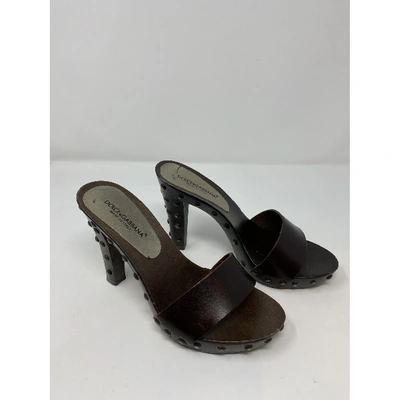 Pre-owned Dolce & Gabbana Leather Mules & Clogs In Brown