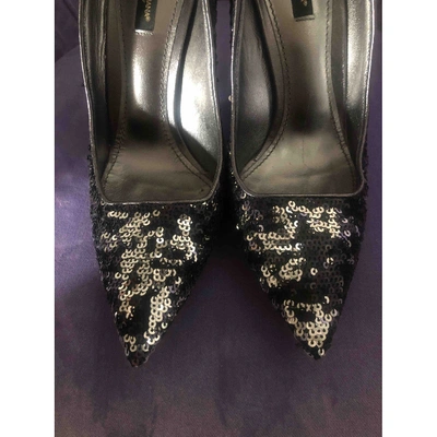 Pre-owned Dolce & Gabbana Glitter Heels In Black