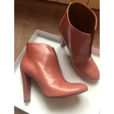 Pre-owned Michel Vivien Pink Leather Ankle Boots