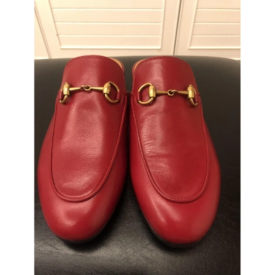 Pre-owned Gucci Princetown Leather Flats In Red