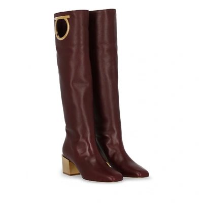 Pre-owned Ferragamo Burgundy Leather Boots