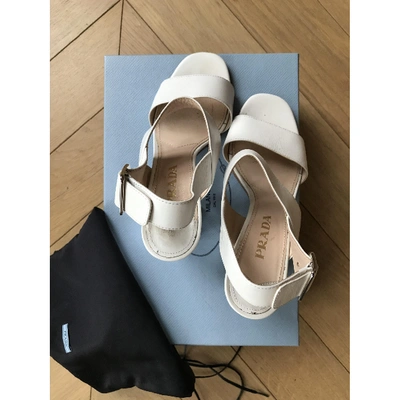 Pre-owned Prada Leather Sandals In White