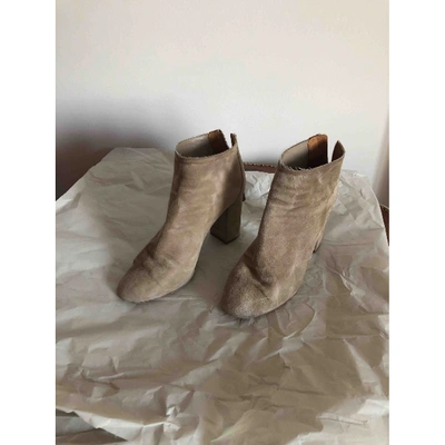 Pre-owned Aquazzura Leather Ankle Boots In Beige
