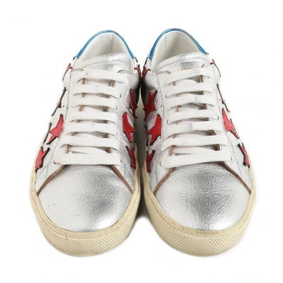 Pre-owned Saint Laurent Court Metallic Leather Trainers