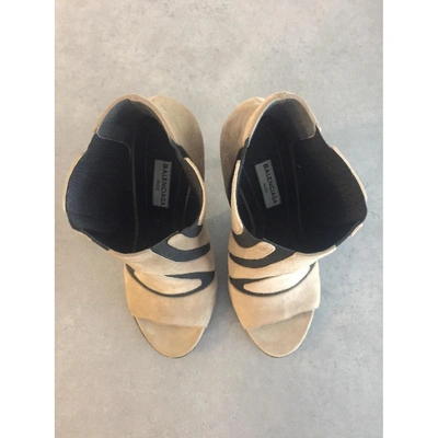 Pre-owned Balenciaga Open Toe Boots In Beige