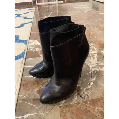 Pre-owned Charles Jourdan Leather Boots In Black