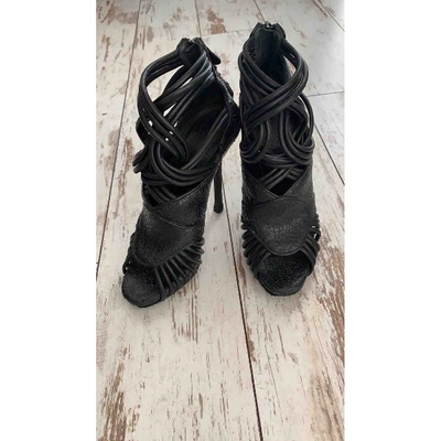 Pre-owned Donna Karan Leather Sandal In Black