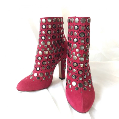 Pre-owned Alaïa Ankle Boots In Red