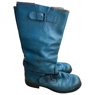 Pre-owned Moma Blue Leather Boots