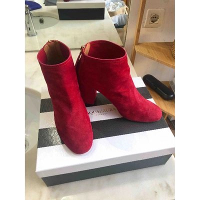 Pre-owned Aquazzura Ankle Boots In Red