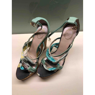 Pre-owned Emilio Pucci Cloth Sandal In Green