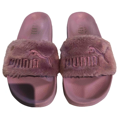 Pre-owned Fenty X Puma Purple Faux Fur Sandals