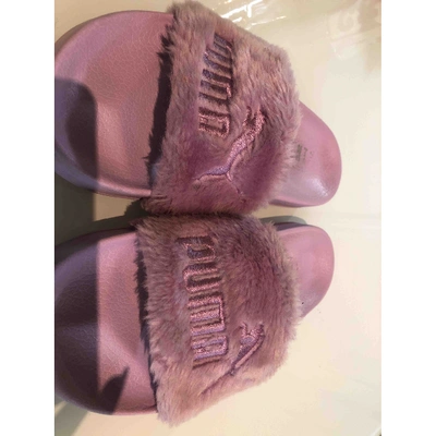 Pre-owned Fenty X Puma Purple Faux Fur Sandals