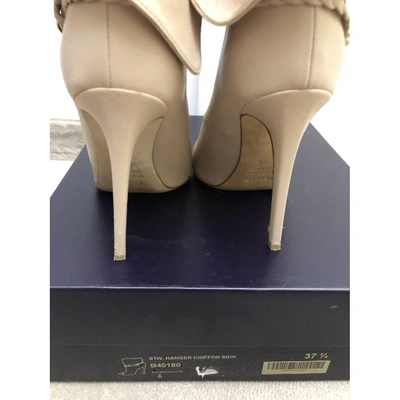 Pre-owned Le Silla Leather Open Toe Boots In Beige