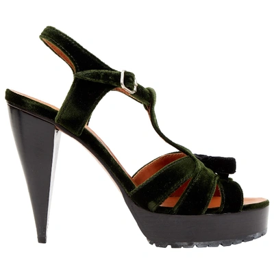 Pre-owned Lanvin Velvet Heels In Green