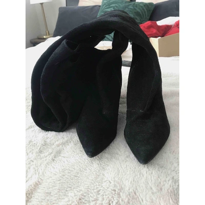 Pre-owned Topshop Tophop  Black Suede Boots
