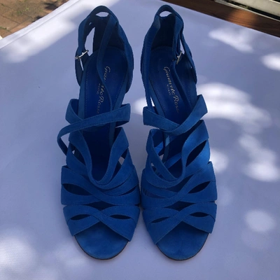 Pre-owned Gianvito Rossi Turquoise Suede Sandals