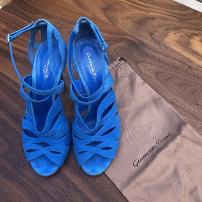 Pre-owned Gianvito Rossi Turquoise Suede Sandals