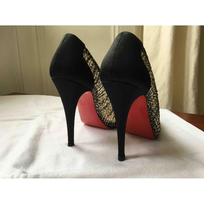 Pre-owned Christian Louboutin Lady Peep Cloth Heels In White