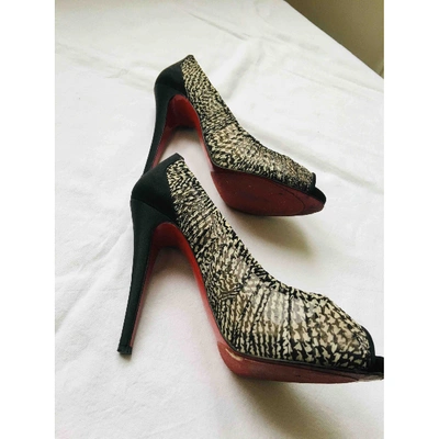 Pre-owned Christian Louboutin Lady Peep Cloth Heels In White