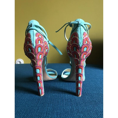 Pre-owned Brian Atwood Turquoise Suede Sandals