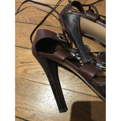 Pre-owned Gucci Leather Sandal In Brown