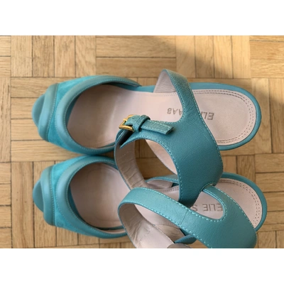 Pre-owned Elie Saab Turquoise Leather Sandals