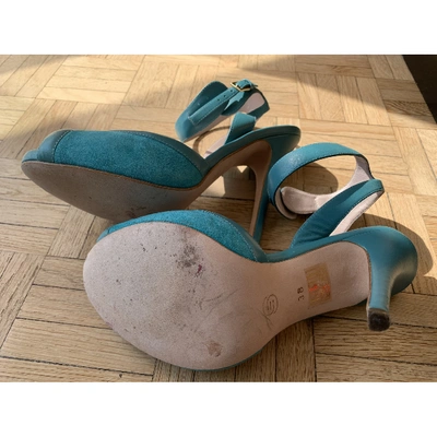 Pre-owned Elie Saab Turquoise Leather Sandals
