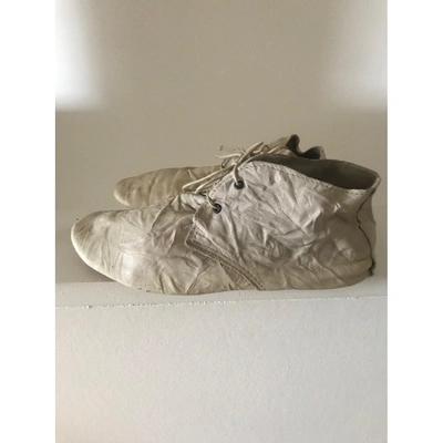 Pre-owned Anniel Ecru Leather Lace Ups