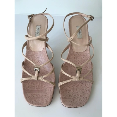 Pre-owned Prada Leather Sandals In Pink