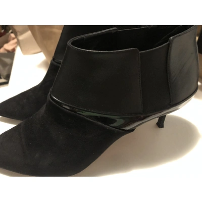 Pre-owned Casadei Leather Ankle Boots In Black