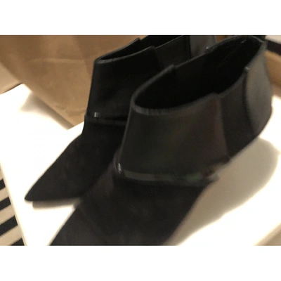 Pre-owned Casadei Leather Ankle Boots In Black