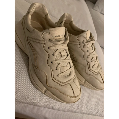 Pre-owned Gucci Rhyton White Leather Trainers