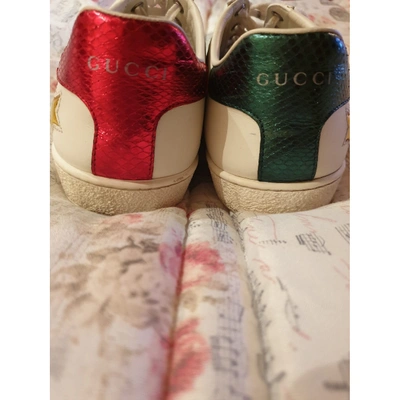 Pre-owned Gucci Ace Leather Trainers In White