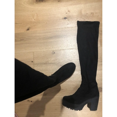 Pre-owned Topshop Tophop  Black Suede Boots