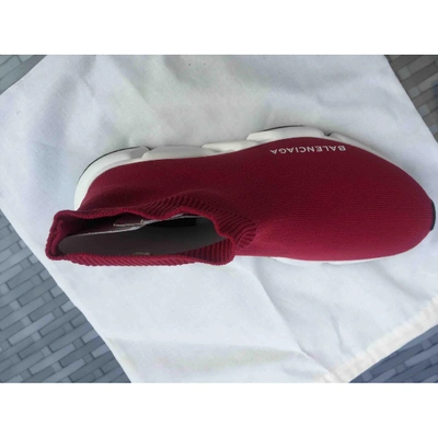 Pre-owned Balenciaga Speed Cloth Trainers In Burgundy