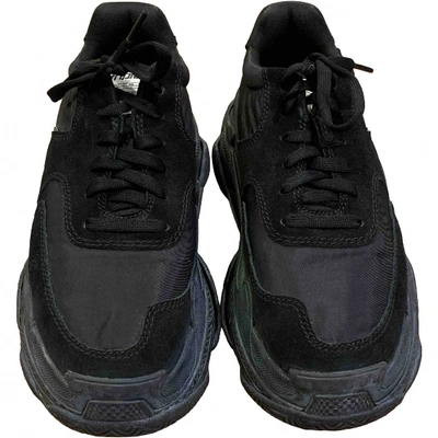 Pre-owned Balenciaga Triple S Black Suede Trainers