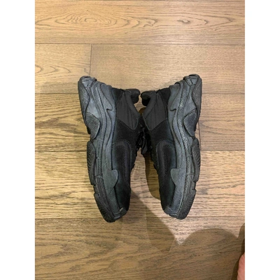 Pre-owned Balenciaga Triple S Black Suede Trainers