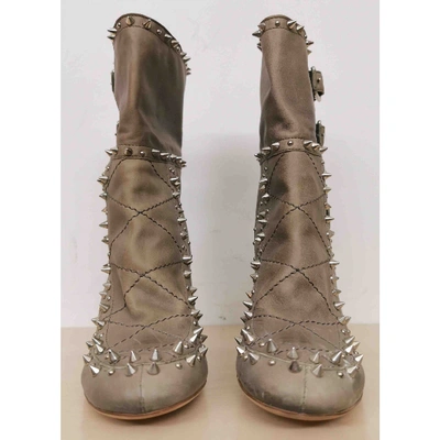Pre-owned Laurence Dacade Leather Ankle Boots In Khaki